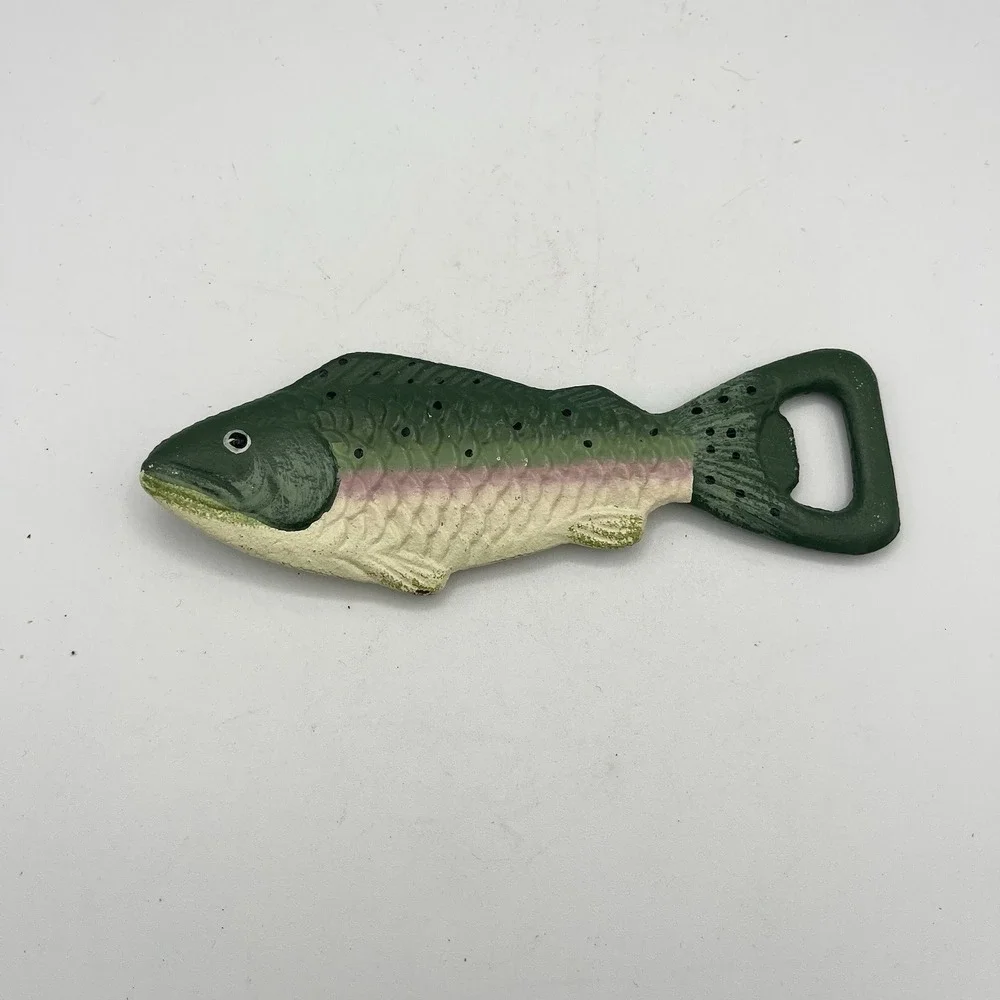 Vintage Bottle Opener Cast Iron Speckled Rainbow‎ Trout Fish Barware
